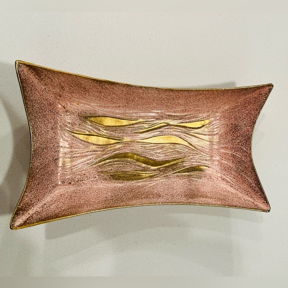 Vintage 1960s Pink Gold Serving Dish Retro Ceramic California Originals MCM - Picture 2 of 10